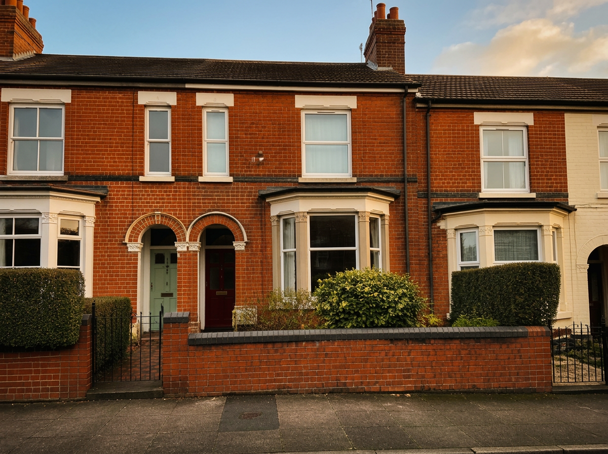 A traditional British terraced property used as supported accommodation in Birmingham
